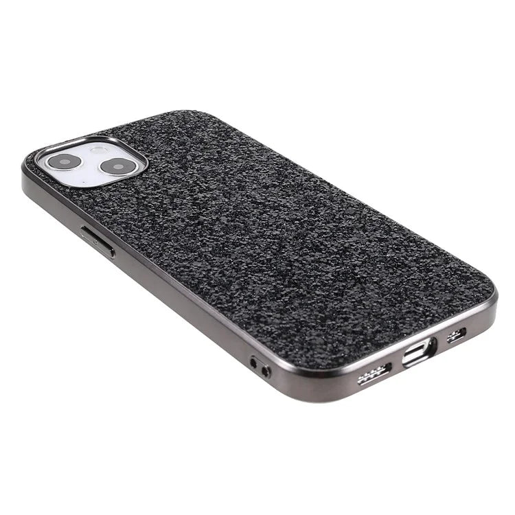 For iPhone 14 Plus Case Electroplating Frame Glitter Sequins Phone Cover