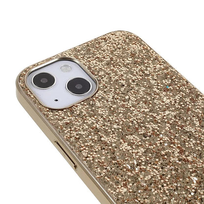For iPhone 14 Plus Case Electroplating Frame Glitter Sequins Phone Cover