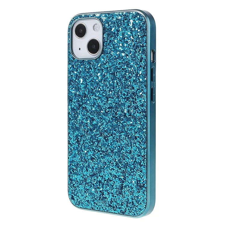 For iPhone 14 Plus Case Electroplating Frame Glitter Sequins Phone Cover