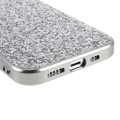 For iPhone 14 Plus Case Electroplating Frame Glitter Sequins Phone Cover