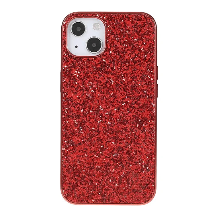 For iPhone 14 Phone Case Electroplating TPU Frame Glitter Sequins PC Back Cover