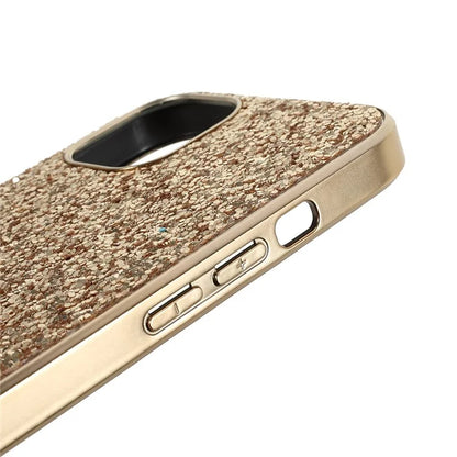 For iPhone 14 Phone Case Electroplating TPU Frame Glitter Sequins PC Back Cover