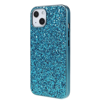 For iPhone 14 Phone Case Electroplating TPU Frame Glitter Sequins PC Back Cover