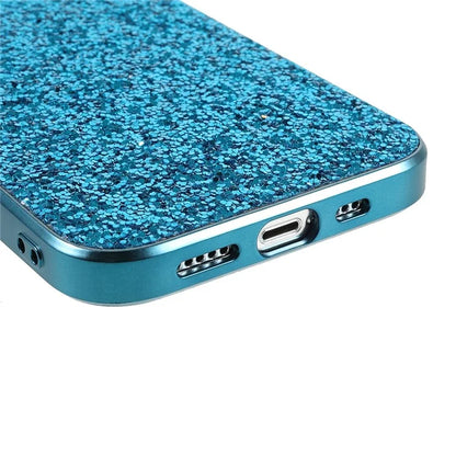 For iPhone 14 Phone Case Electroplating TPU Frame Glitter Sequins PC Back Cover