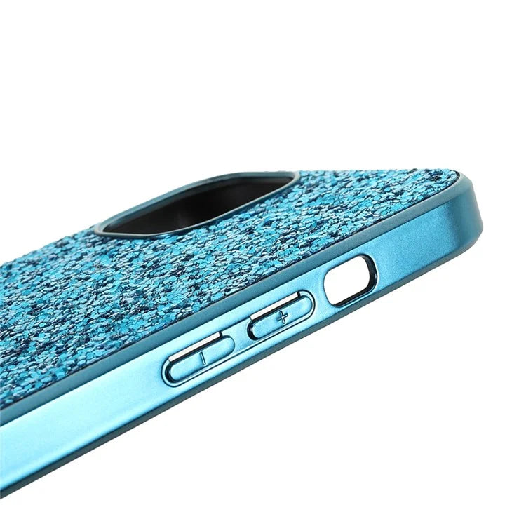 For iPhone 14 Phone Case Electroplating TPU Frame Glitter Sequins PC Back Cover