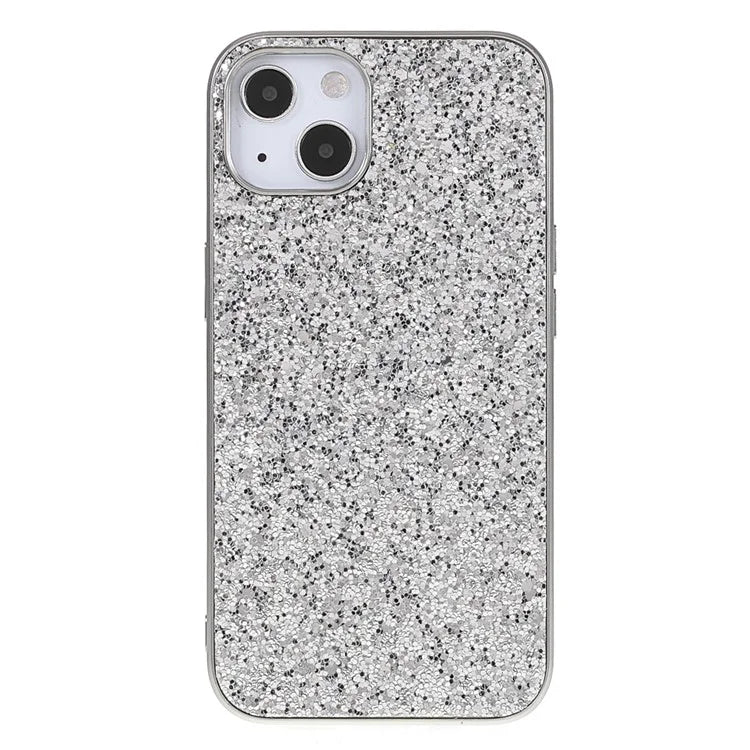 For iPhone 14 Phone Case Electroplating TPU Frame Glitter Sequins PC Back Cover