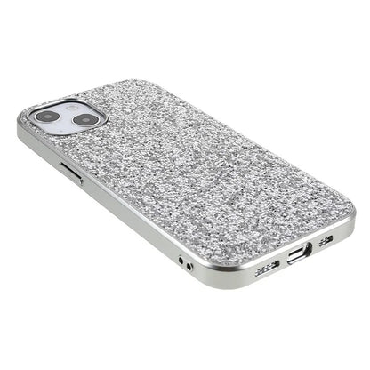 For iPhone 14 Phone Case Electroplating TPU Frame Glitter Sequins PC Back Cover