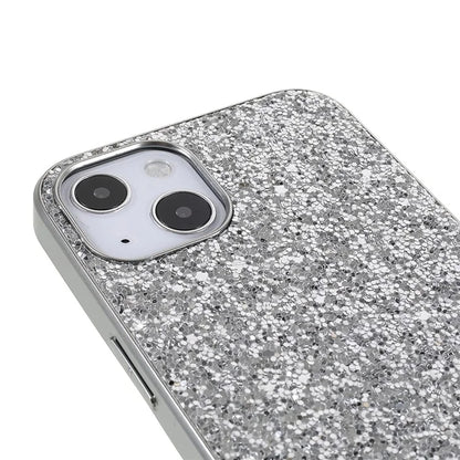 For iPhone 14 Phone Case Electroplating TPU Frame Glitter Sequins PC Back Cover