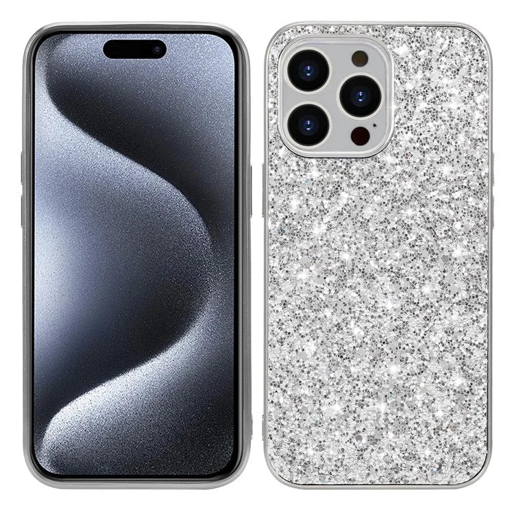 For iPhone 15 Pro Max Phone Case Shiny Glitter Sequins TPU + PC Cover