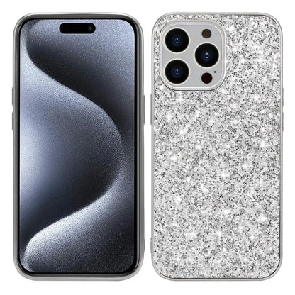 For iPhone 15 Pro Max Phone Case Shiny Glitter Sequins TPU + PC Cover