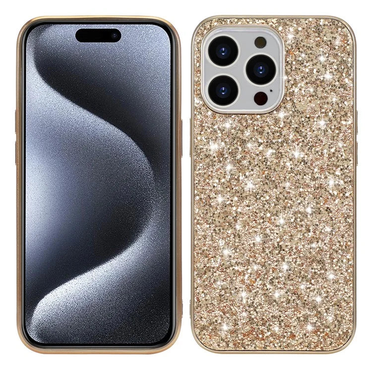 For iPhone 15 Pro Max Phone Case Shiny Glitter Sequins TPU + PC Cover