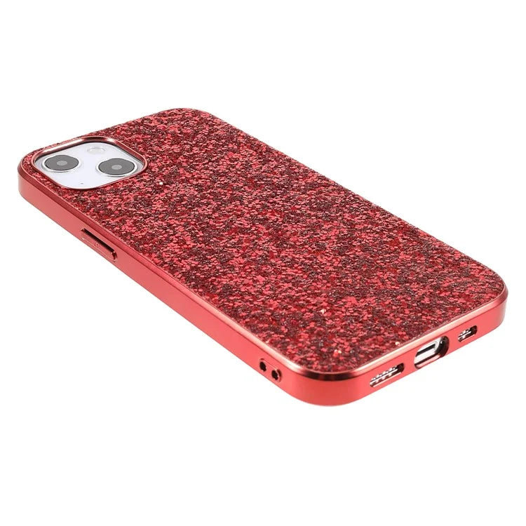 For iPhone 15 Phone Case Electroplating Frame TPU + PC Glitter Cover