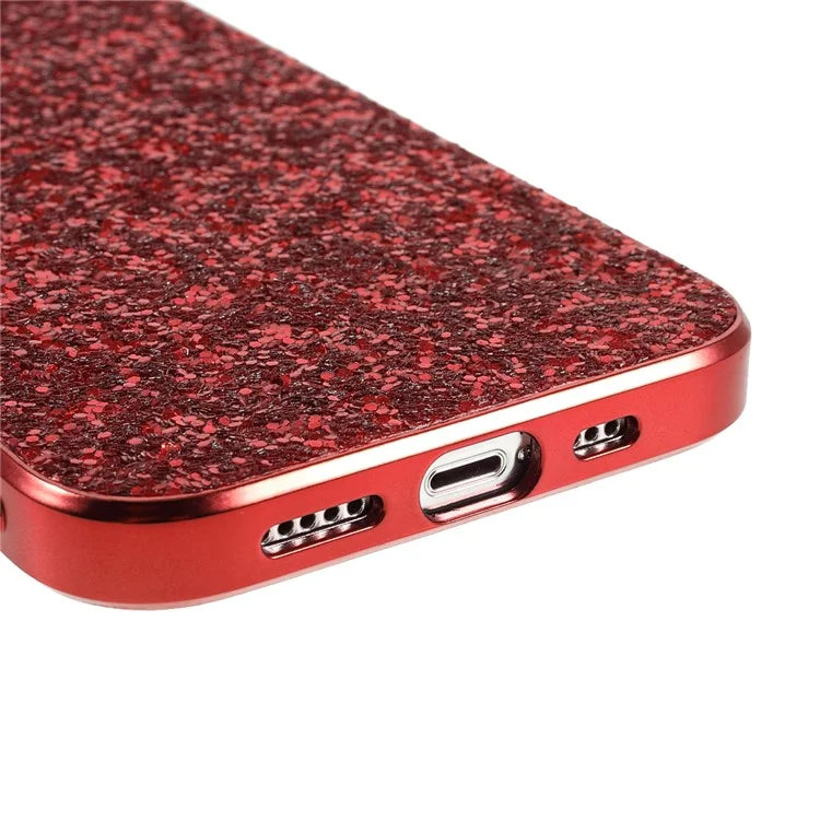 For iPhone 15 Phone Case Electroplating Frame TPU + PC Glitter Cover