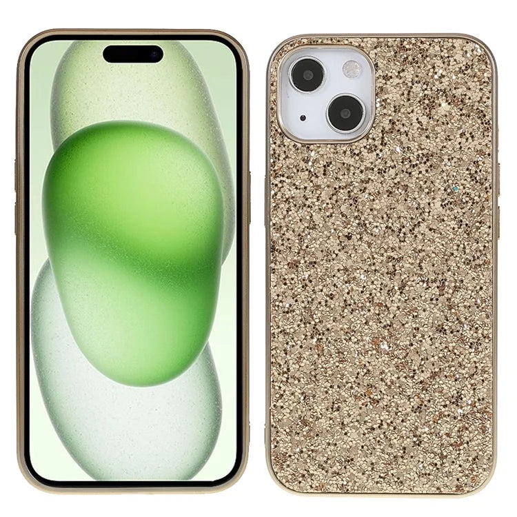 For iPhone 15 Phone Case Electroplating Frame TPU + PC Glitter Cover
