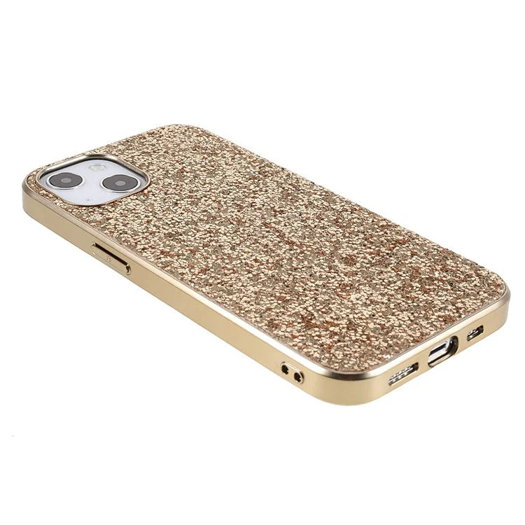 For iPhone 15 Phone Case Electroplating Frame TPU + PC Glitter Cover