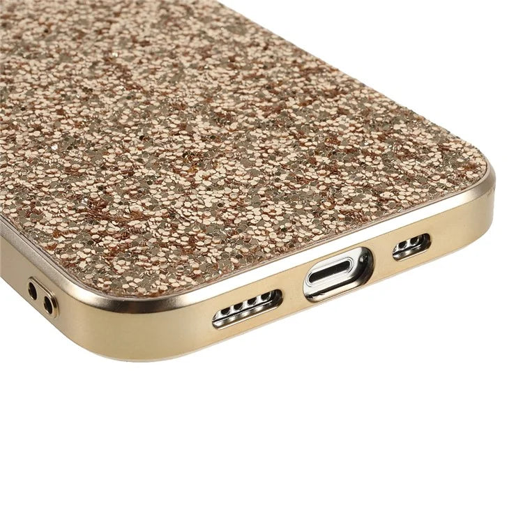 For iPhone 15 Phone Case Electroplating Frame TPU + PC Glitter Cover