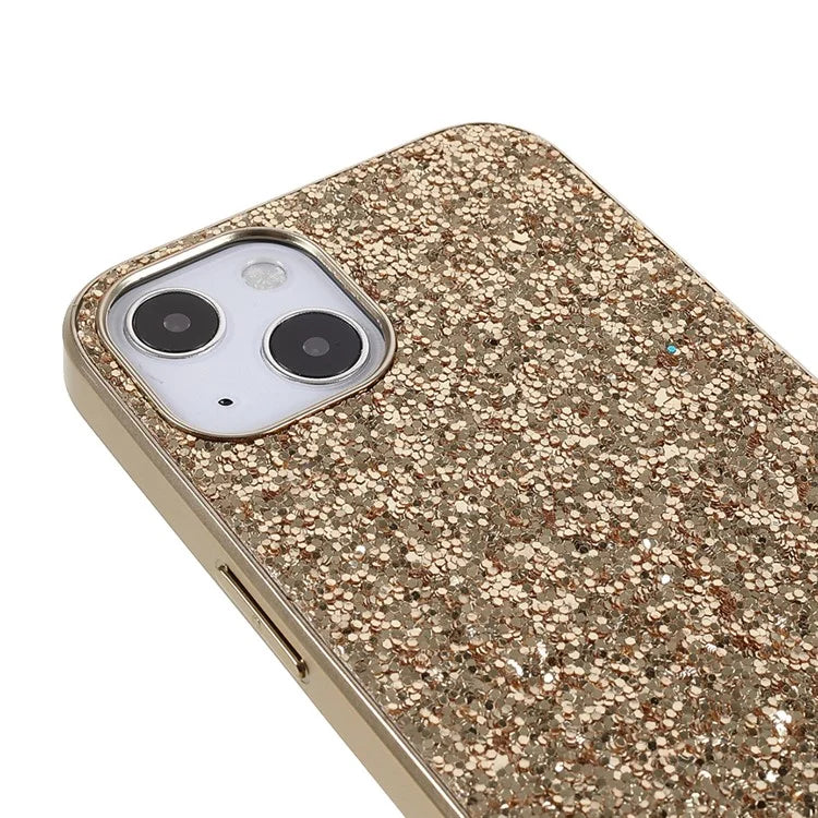 For iPhone 15 Phone Case Electroplating Frame TPU + PC Glitter Cover