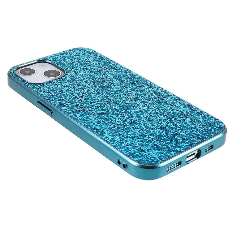 For iPhone 15 Phone Case Electroplating Frame TPU + PC Glitter Cover
