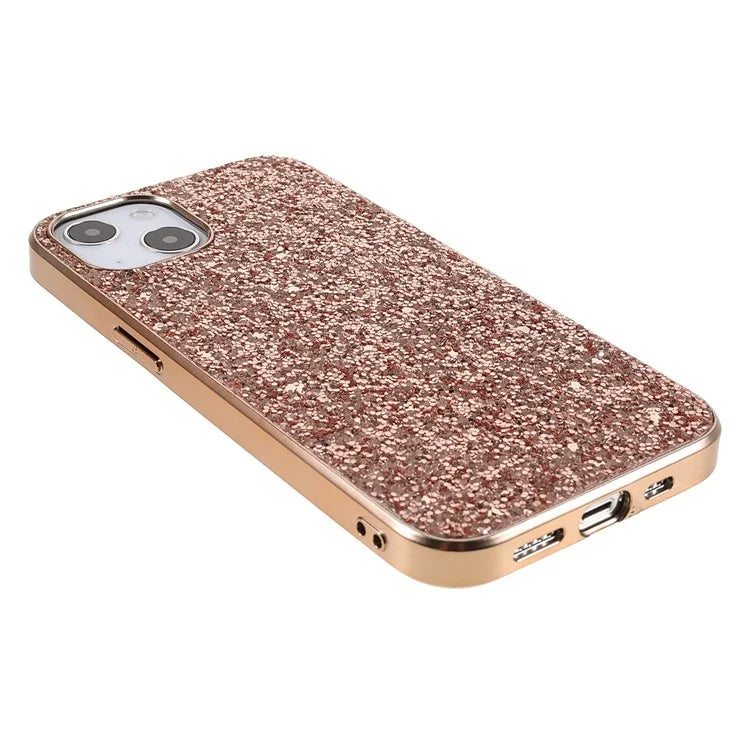For iPhone 15 Phone Case Electroplating Frame TPU + PC Glitter Cover