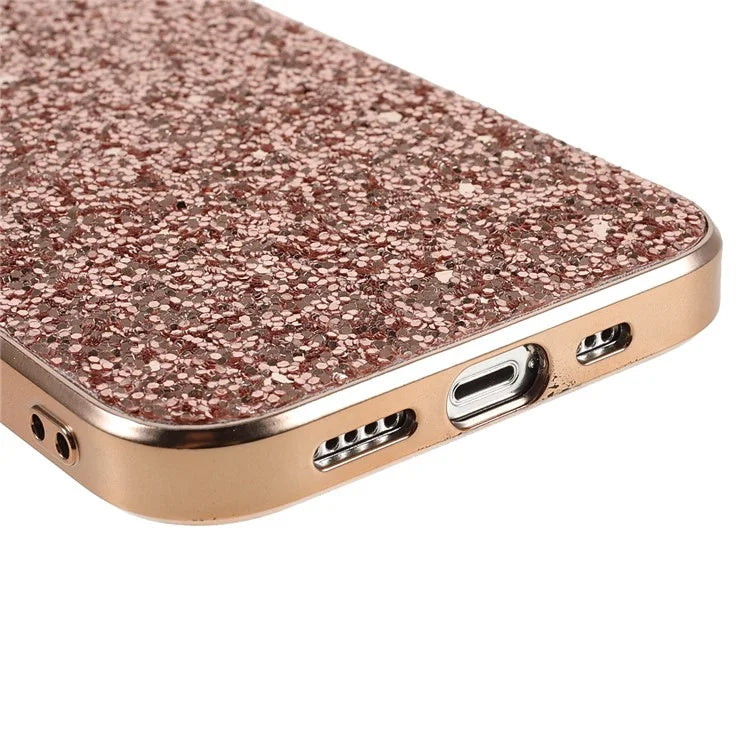For iPhone 15 Phone Case Electroplating Frame TPU + PC Glitter Cover