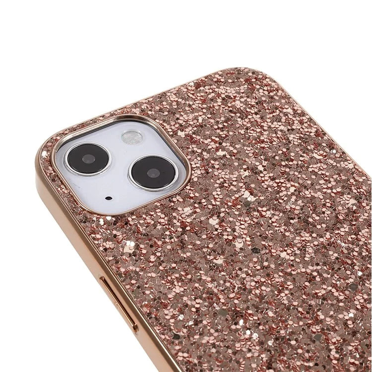 For iPhone 15 Phone Case Electroplating Frame TPU + PC Glitter Cover