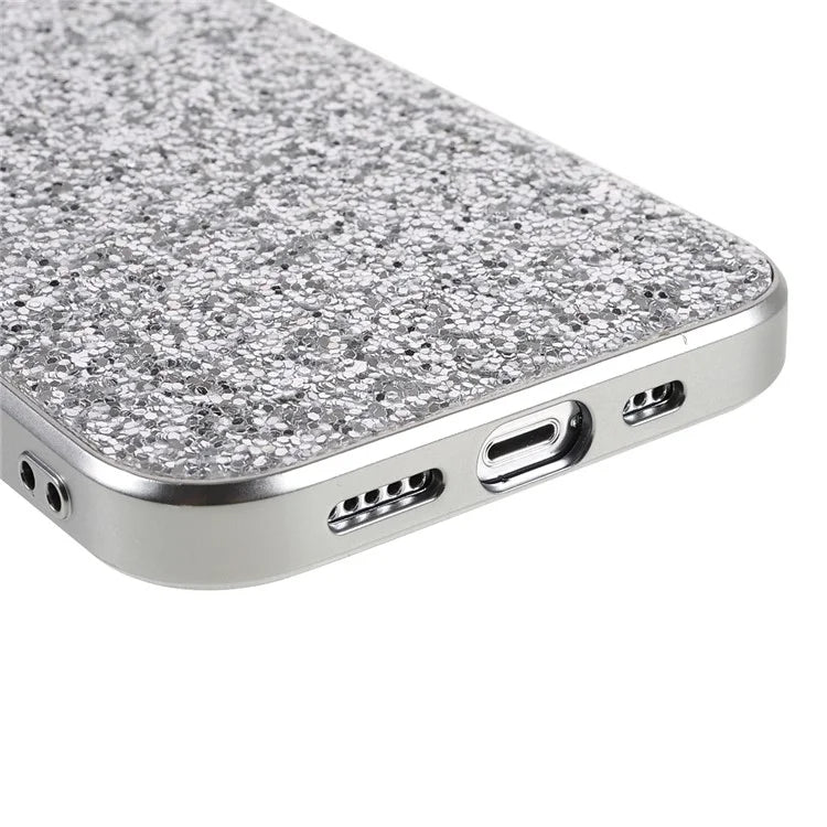 For iPhone 15 Phone Case Electroplating Frame TPU + PC Glitter Cover