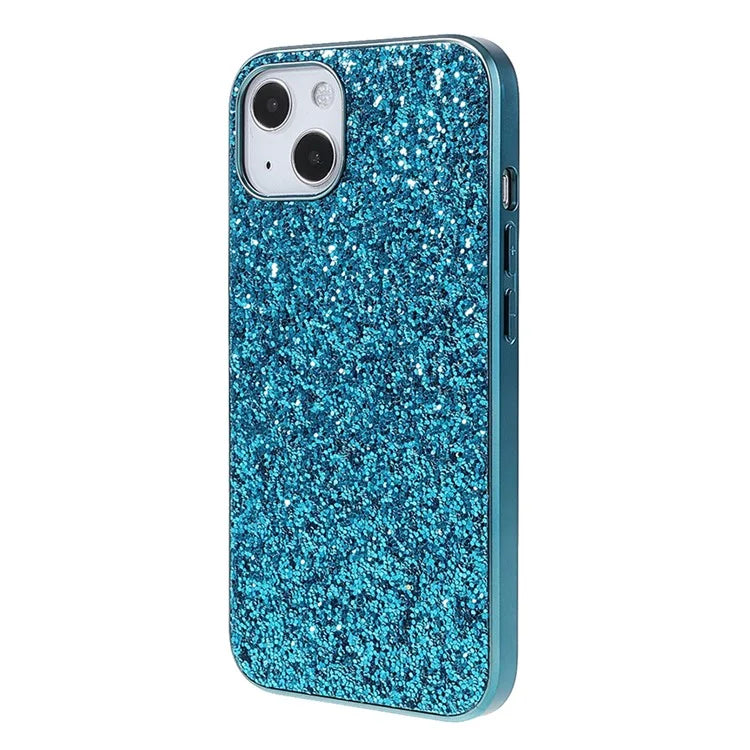 For iPhone 15 Plus Glitter Phone Case Electroplating TPU Frame PC Back Cover