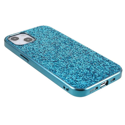 For iPhone 15 Plus Glitter Phone Case Electroplating TPU Frame PC Back Cover