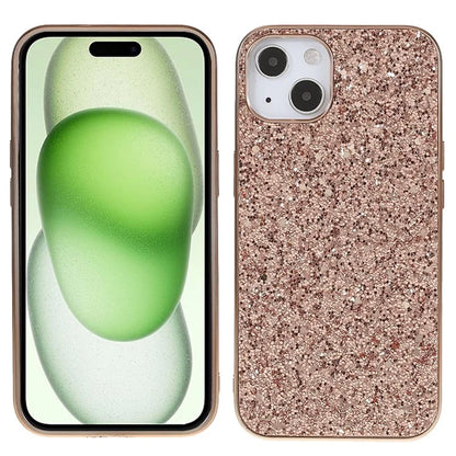 For iPhone 15 Plus Glitter Phone Case Electroplating TPU Frame PC Back Cover
