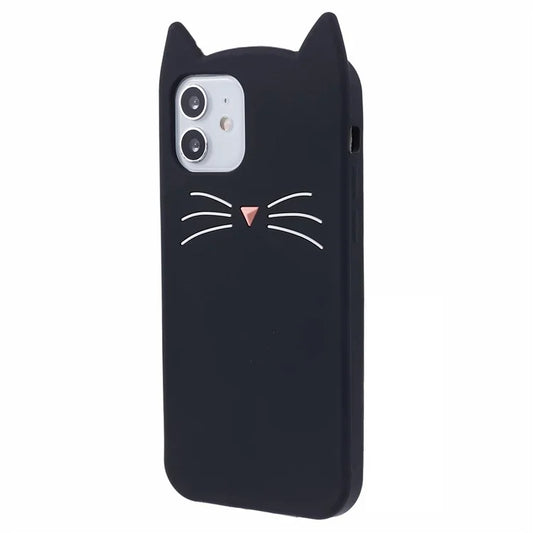 For iPhone 12 Pro Max 6.7 inch Case Anti-fall 3D Moustache Cat Phone Protective Cover
