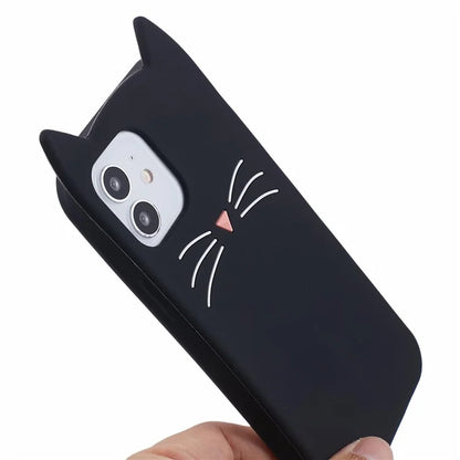 For iPhone 12 Pro Max 6.7 inch Case Anti-fall 3D Moustache Cat Phone Protective Cover