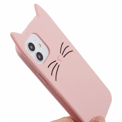 For iPhone 12 Pro Max 6.7 inch Case Anti-fall 3D Moustache Cat Phone Protective Cover