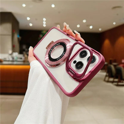 For iPhone 15 Pro Max Shockproof Case Compatible with MagSafe PC+TPU Phone Cover with Kickstand