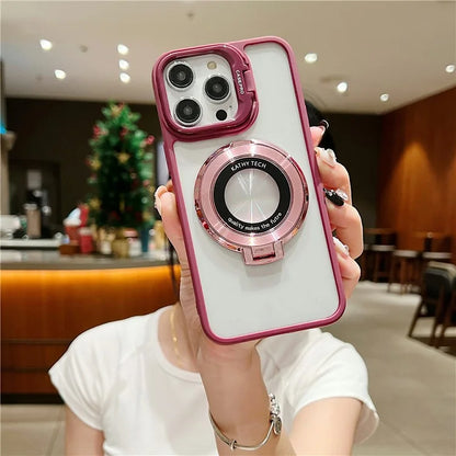 For iPhone 15 Pro Max Shockproof Case Compatible with MagSafe PC+TPU Phone Cover with Kickstand