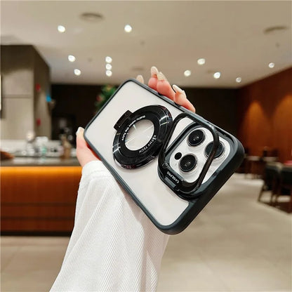 For iPhone 15 Pro Max Shockproof Case Compatible with MagSafe PC+TPU Phone Cover with Kickstand