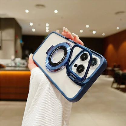 For iPhone 15 Pro Max Shockproof Case Compatible with MagSafe PC+TPU Phone Cover with Kickstand