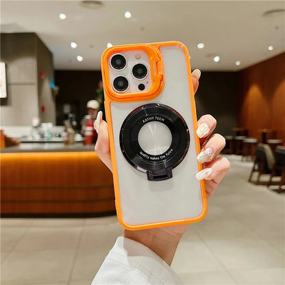 For iPhone 15 Pro Max Shockproof Case Compatible with MagSafe PC+TPU Phone Cover with Kickstand
