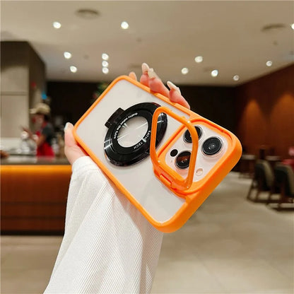 For iPhone 15 Pro Max Shockproof Case Compatible with MagSafe PC+TPU Phone Cover with Kickstand