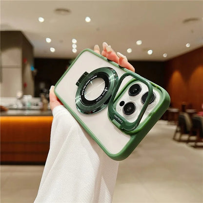 For iPhone 15 Pro Max Shockproof Case Compatible with MagSafe PC+TPU Phone Cover with Kickstand