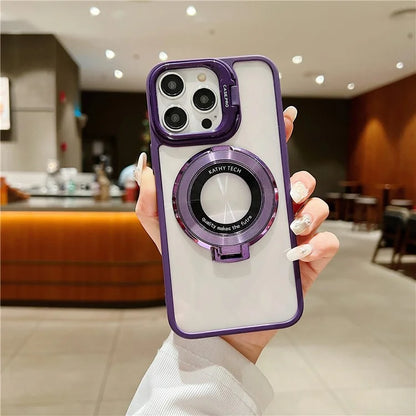 For iPhone 15 Pro Max Shockproof Case Compatible with MagSafe PC+TPU Phone Cover with Kickstand