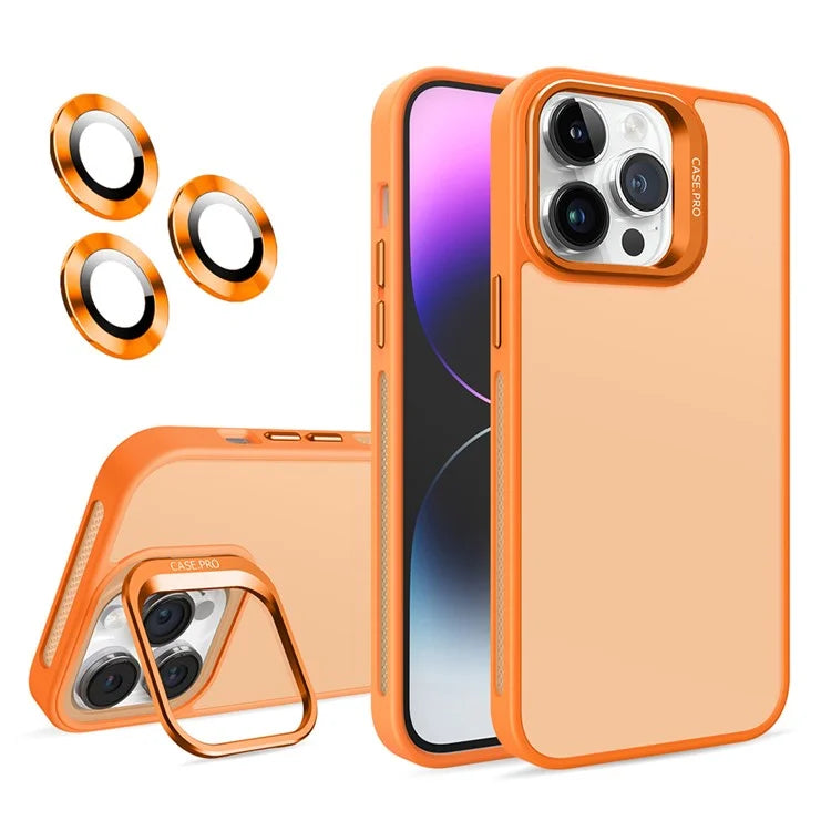 For iPhone 15 Pro Max Case Camera Frame Kickstand Phone Cover with Lens Protector