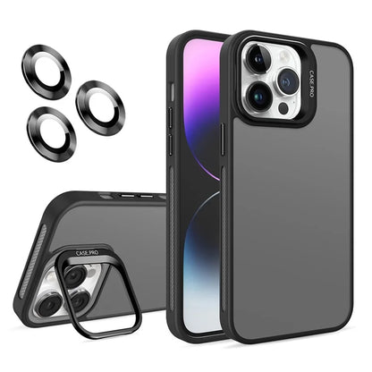 For iPhone 15 Pro Max Case Camera Frame Kickstand Phone Cover with Lens Protector