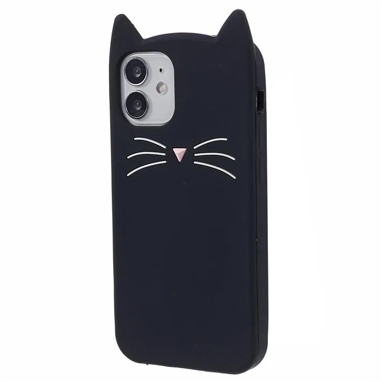 For iPhone 12 mini 5.4 inch Cell Phone Cases 3D Moustache Cat Silicone Back Cover