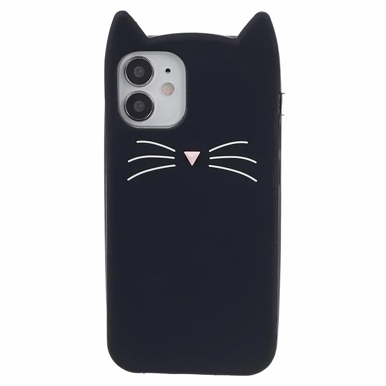For iPhone 12 mini 5.4 inch Cell Phone Cases 3D Moustache Cat Silicone Back Cover