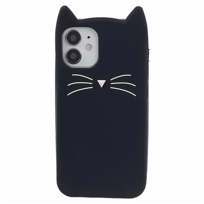 For iPhone 12 mini 5.4 inch Cell Phone Cases 3D Moustache Cat Silicone Back Cover