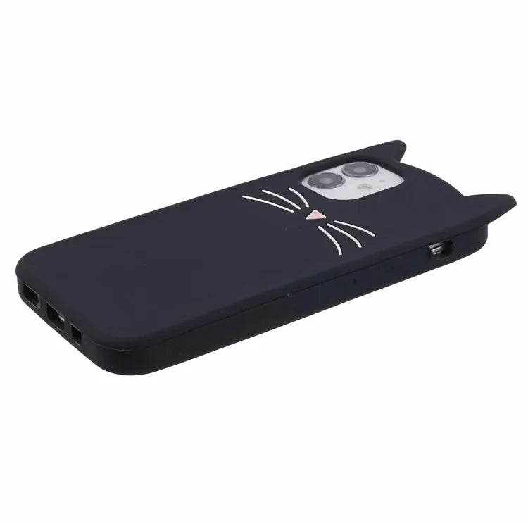 For iPhone 12 mini 5.4 inch Cell Phone Cases 3D Moustache Cat Silicone Back Cover