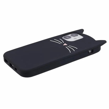 For iPhone 12 mini 5.4 inch Cell Phone Cases 3D Moustache Cat Silicone Back Cover