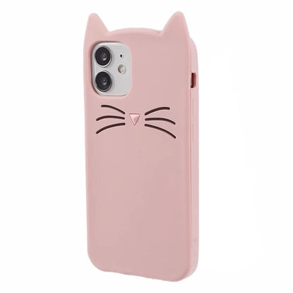 For iPhone 12 mini 5.4 inch Cell Phone Cases 3D Moustache Cat Silicone Back Cover