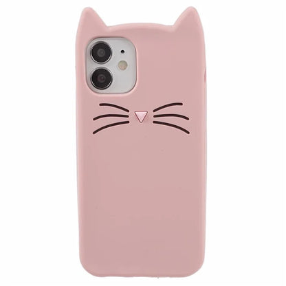 For iPhone 12 mini 5.4 inch Cell Phone Cases 3D Moustache Cat Silicone Back Cover