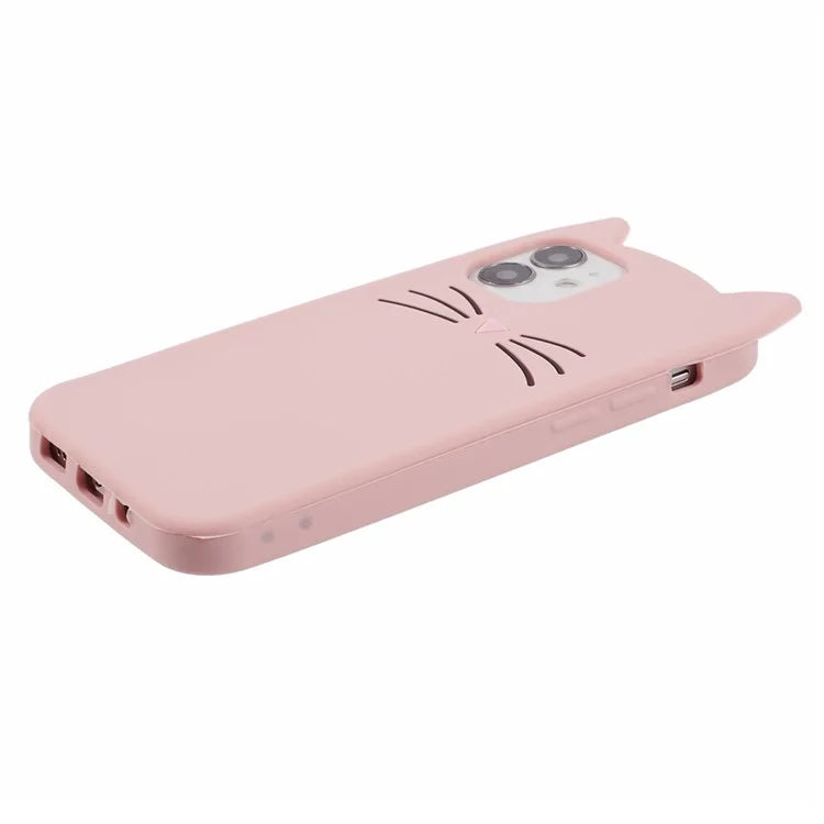 For iPhone 12 mini 5.4 inch Cell Phone Cases 3D Moustache Cat Silicone Back Cover